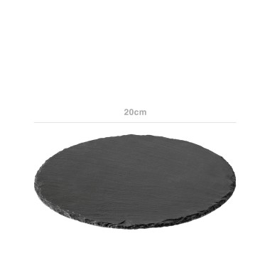 Bandeja Ardósia Redonda Preto 20X0.5cm