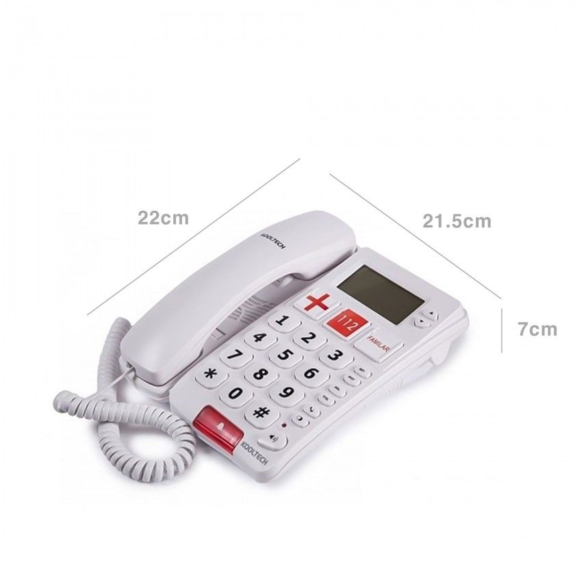 Telefone Fixo Plstico Kooltech Branco 21.5X22X7cm