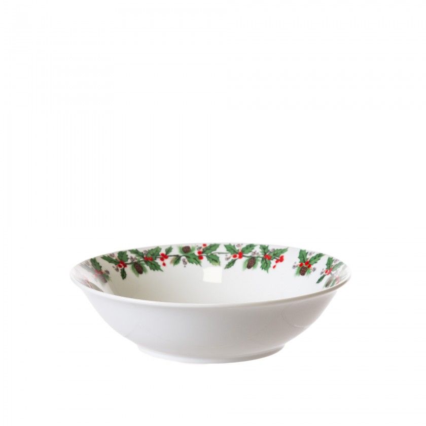 Saladeira Porcelana Azevinho Redondo 26X7cm Saladeira Porcelana Azevinho Redondo 26X7cm