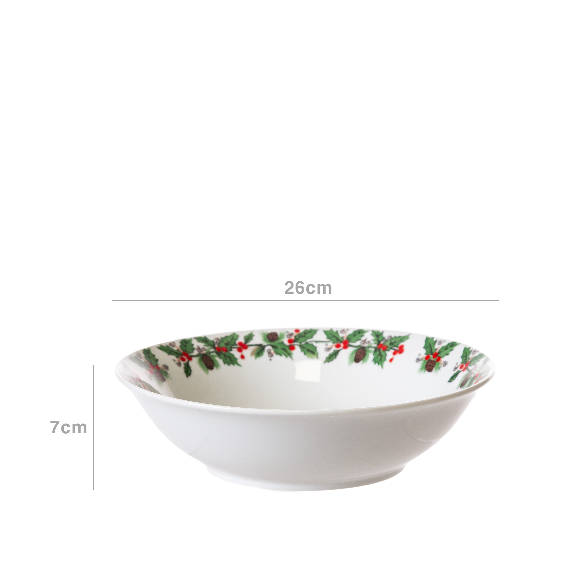 Saladeira Porcelana Azevinho Redondo 26X7cm