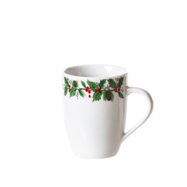 Caneca Porcelana Azevinhos 300ml 8X11X10.5cm