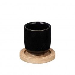 Copo Caf Cermica com Prato Bambu Preto 95ml 5.5X6.5cm Pack 4