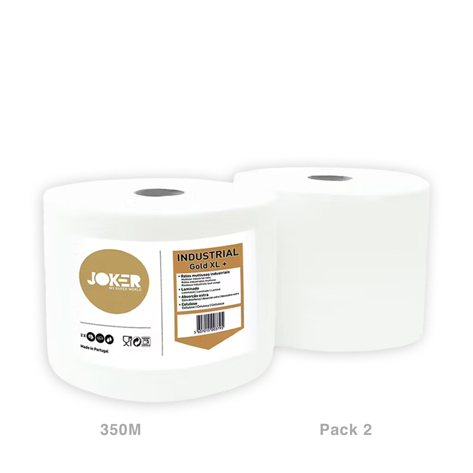 Rolo Papel Multiusos Industrial Gold XL Joker 350m Pack 2