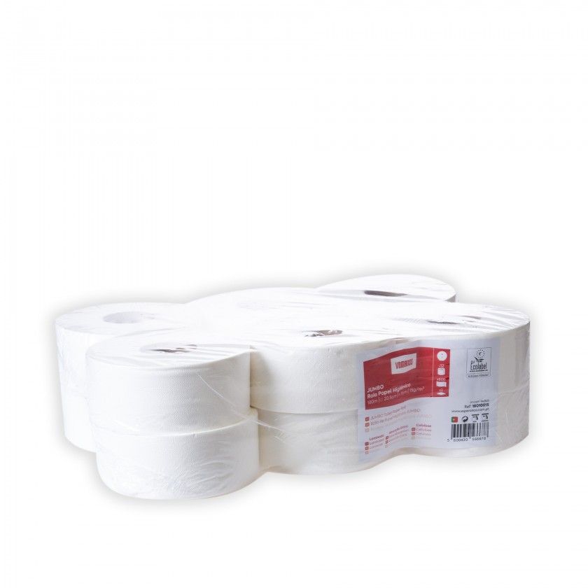 Rolo Papel Higinico Jumbo 600 Servios 180m Pack 12