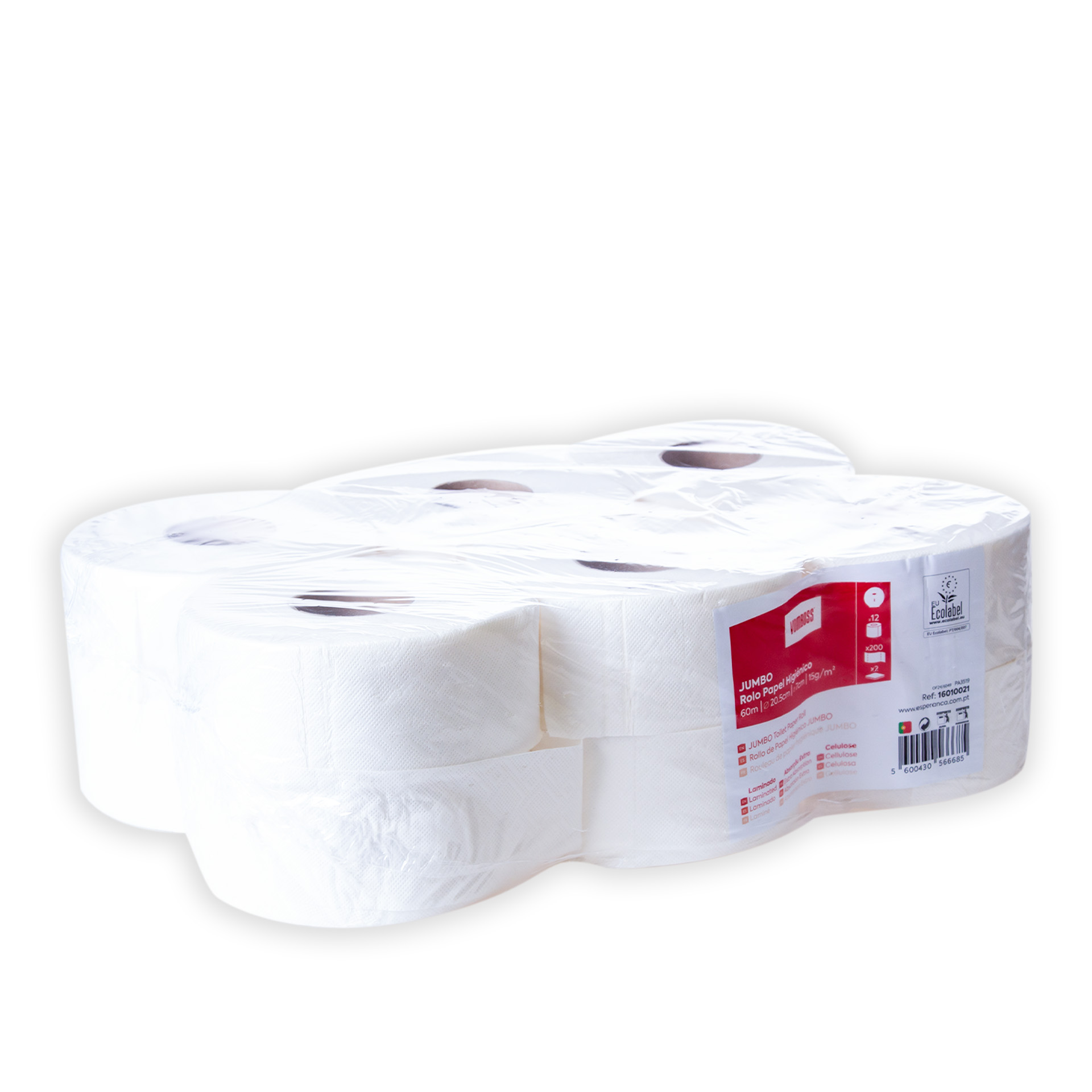Rolo Papel Higiénico Jumbo 60m 200 Serviços Pack 12