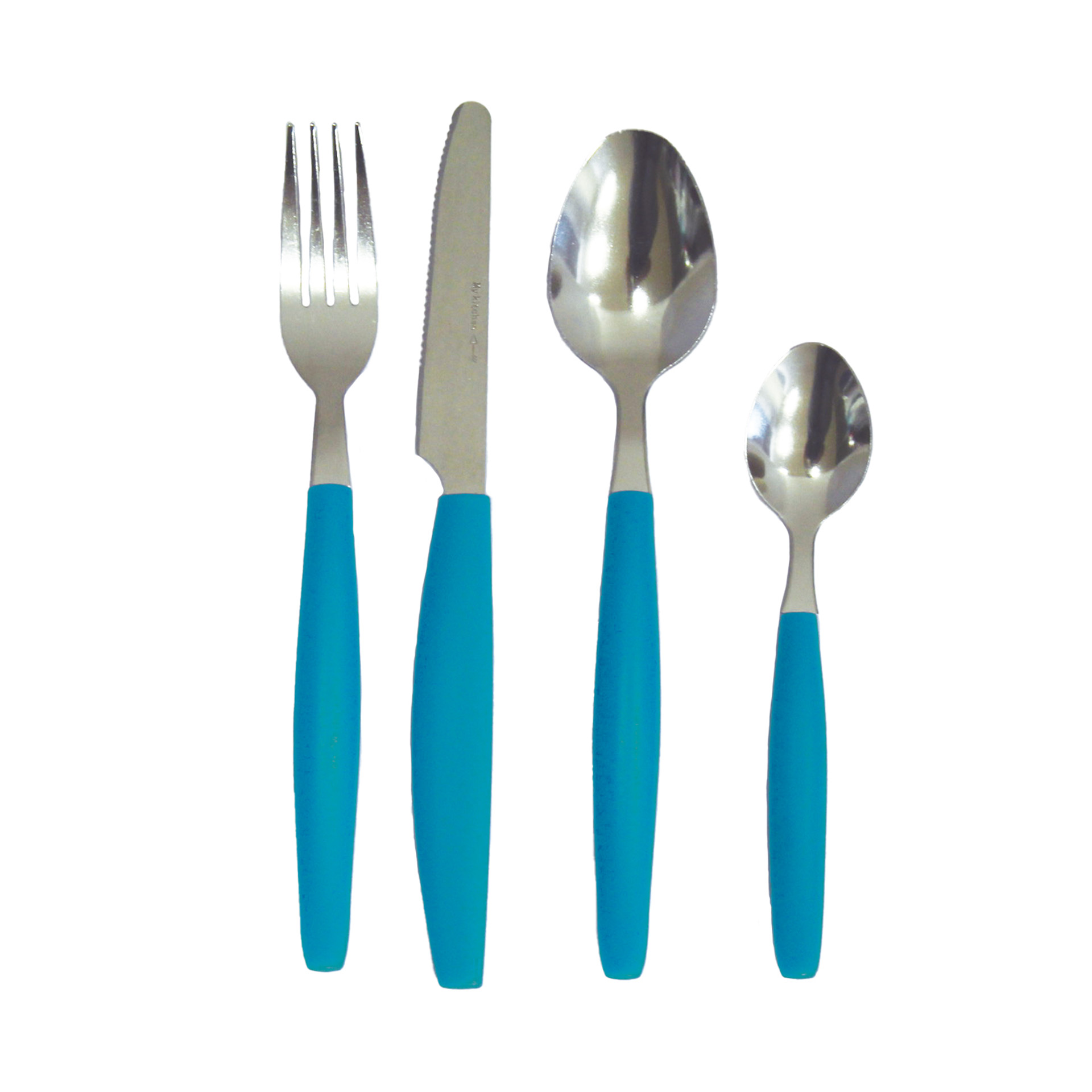 Talheres + Tabuleiro Turquesa 19.5X32.5X4.5cm Pack 25