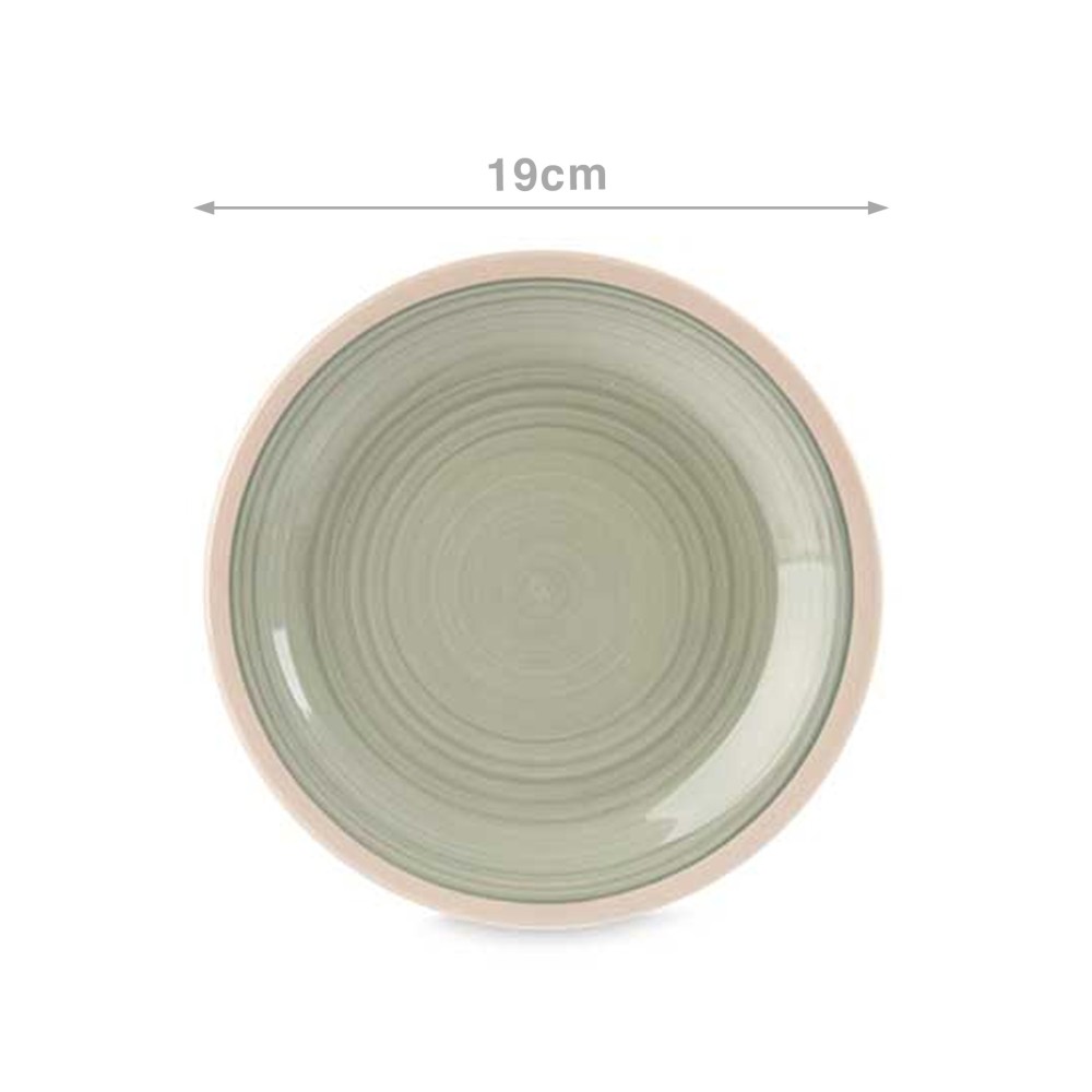 Prato Gr�s Sobremesa Verde 19cm Pack 6