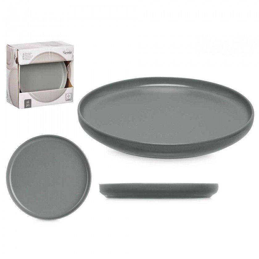Prato Gr�s Sobremesa Cinzento Escuro 20cm Pack 6