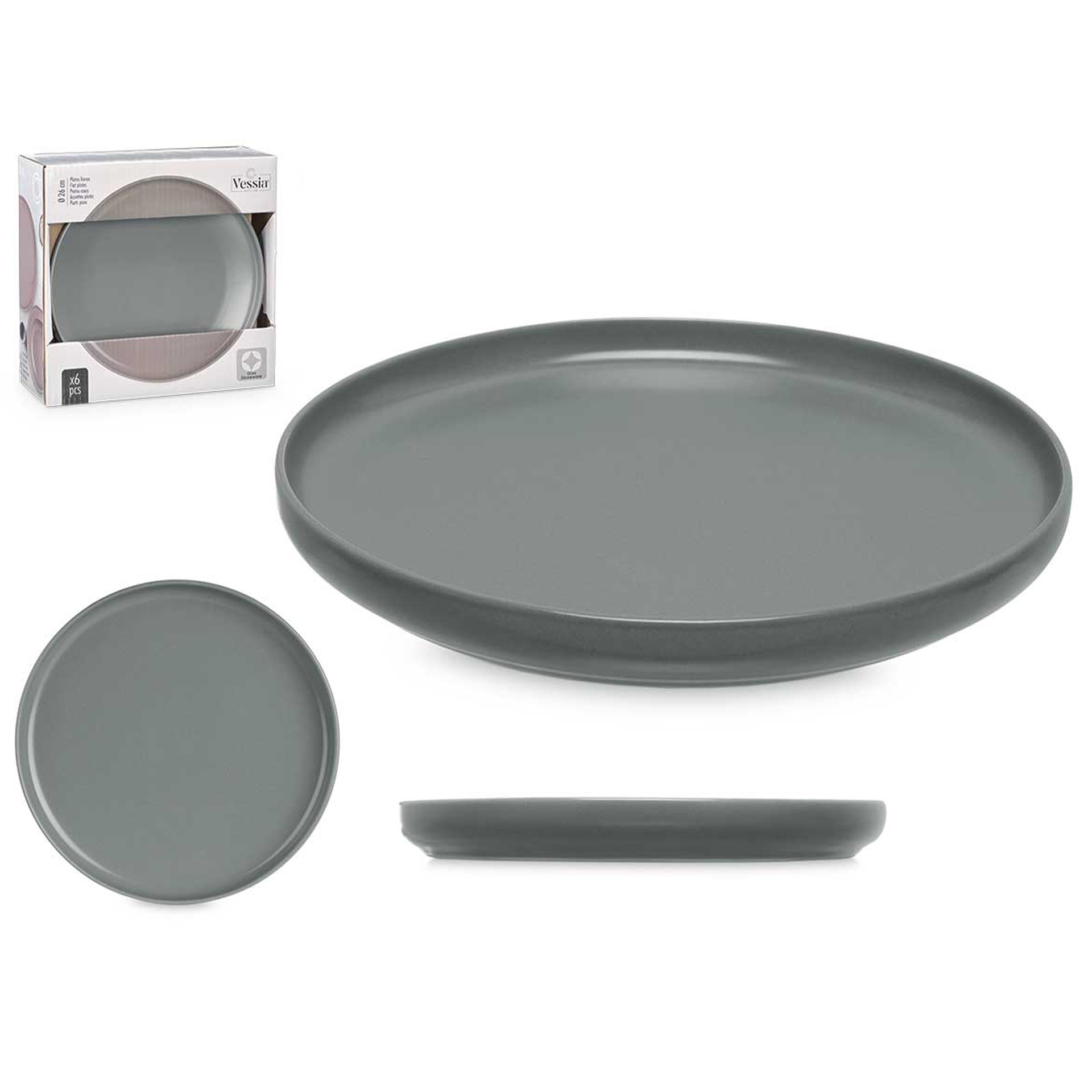 Prato Grés Raso 26.5cm Pack 6