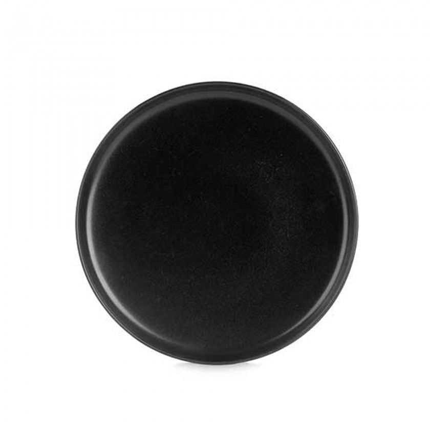 Prato Grs Sobremesa Preto 20cm Pack 6