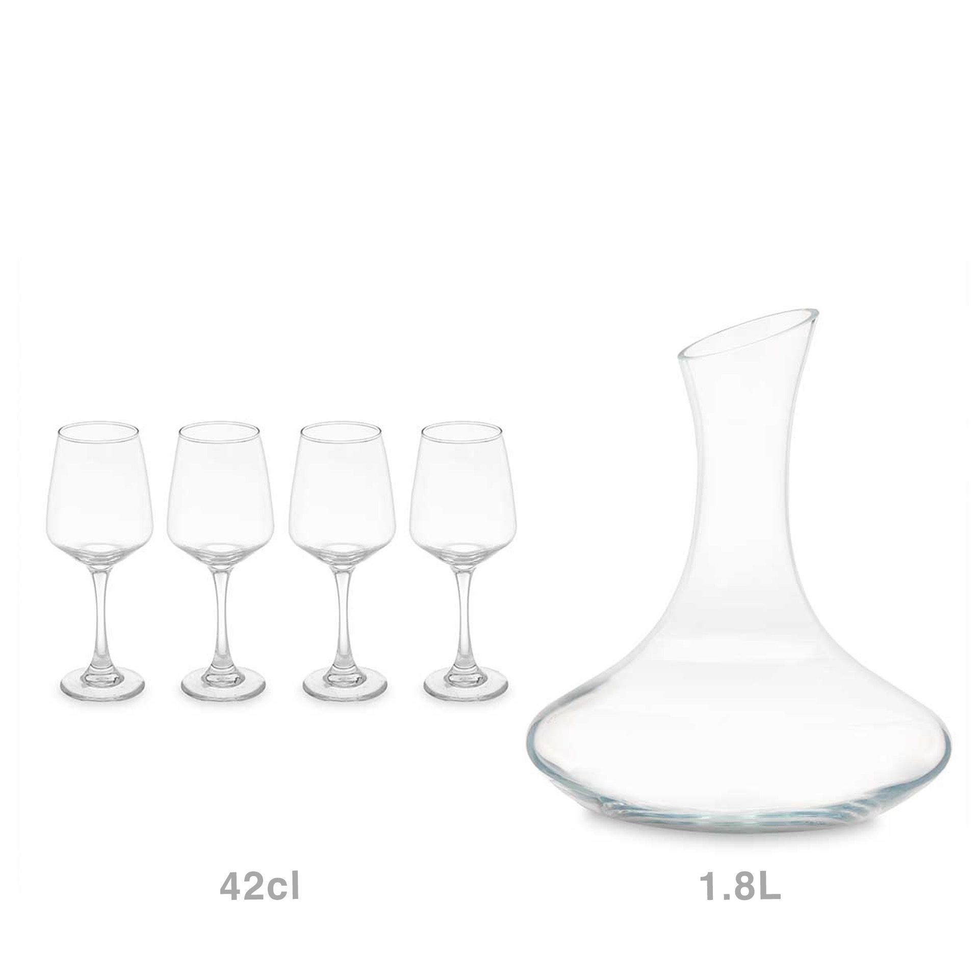 Decanter 1800ml + 4 Copos 420ml 8X22cm