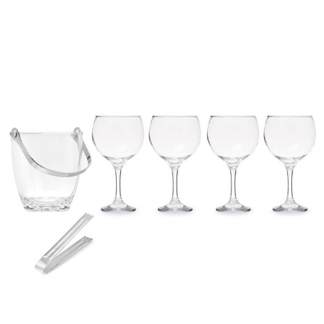 Balde Gelo Vidro 800ml + 4 Copos Gin 600ml 10.5X7.5X20cm - Image product