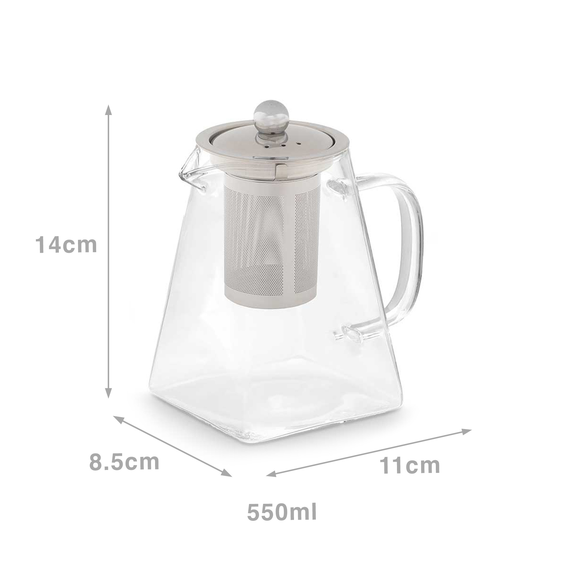 Bule com Filtro Inox 550ml 11X8.5X14cm