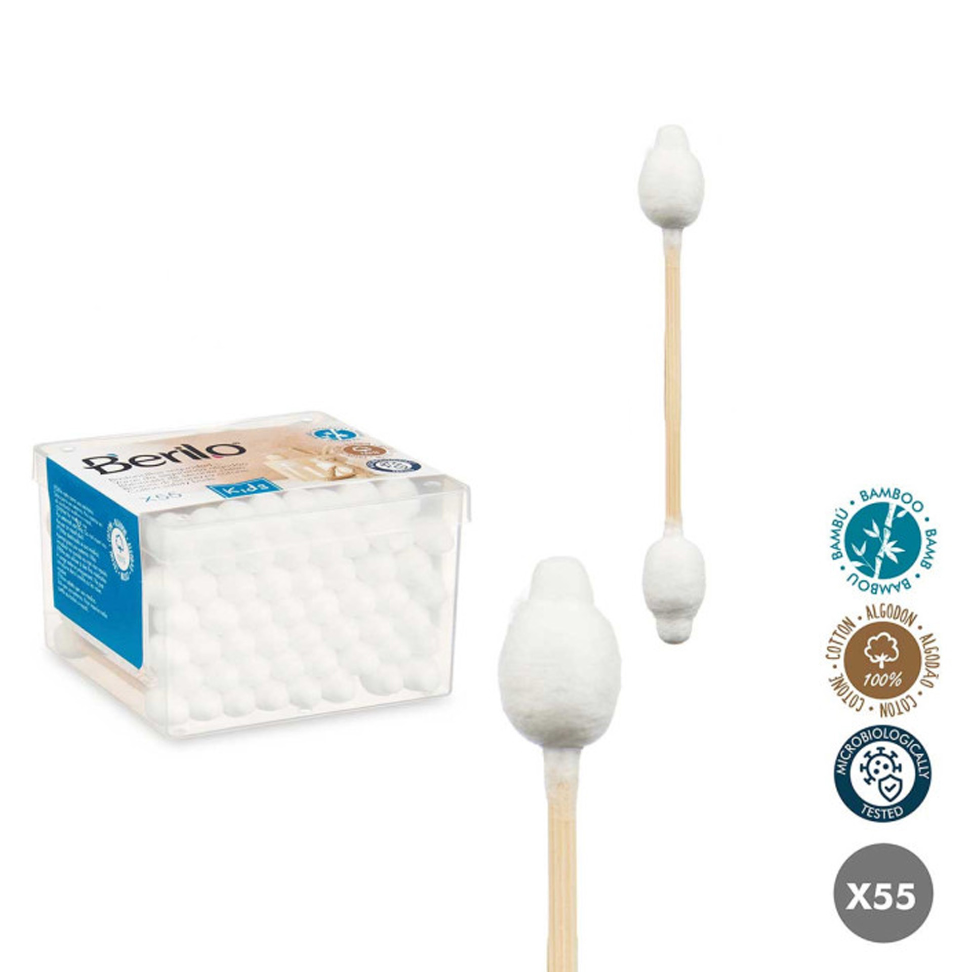 Caixa Cotonetes Bambu Bebe 55 Unidades