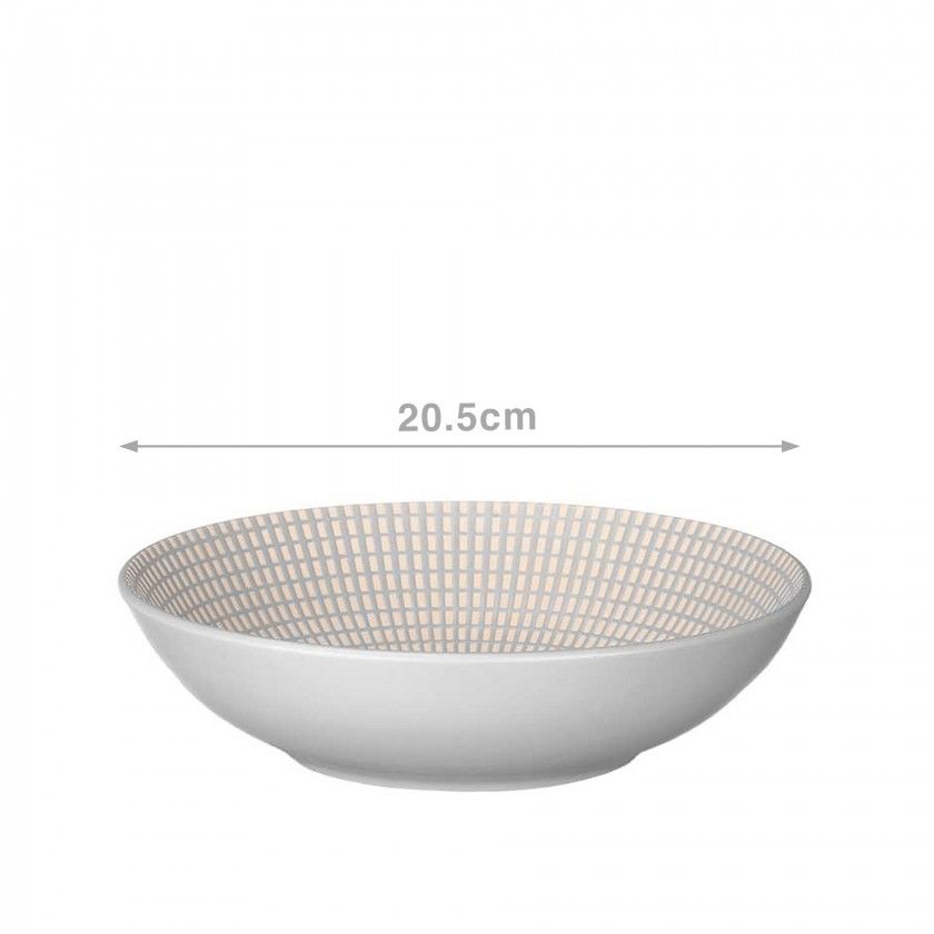 Prato Gravado Sopa Redondo Cinzento 20.5X5.4cm Pack 6