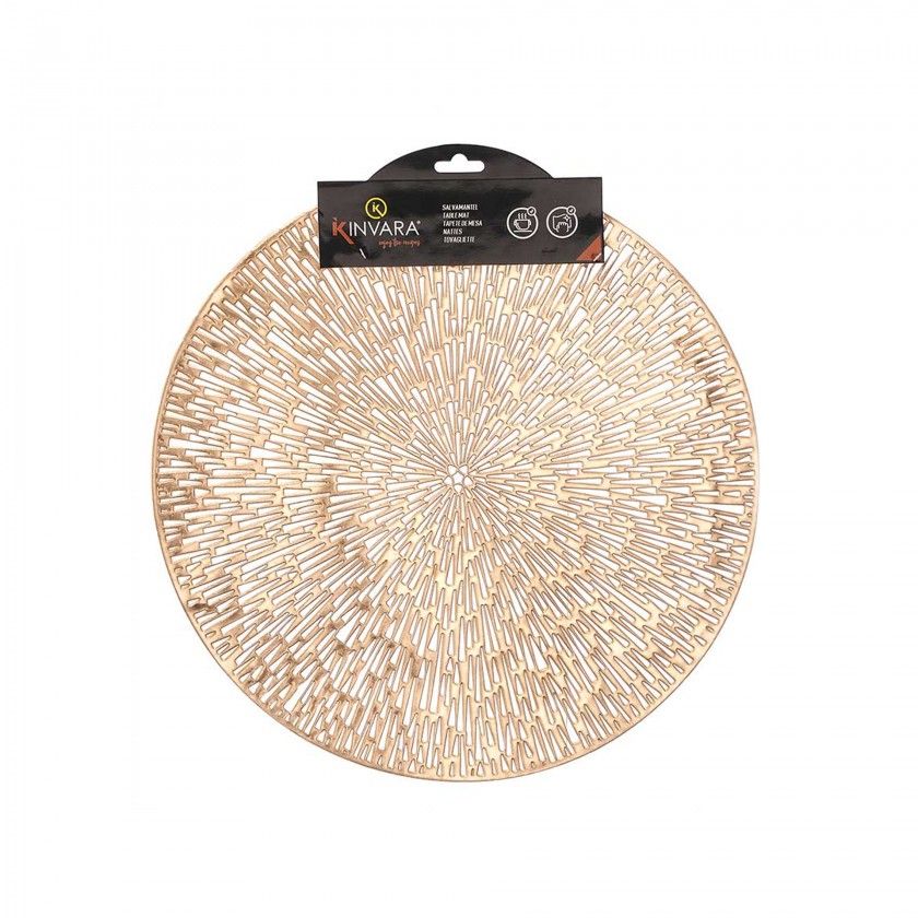 Individual Redondo Flor Dourado 38cm
