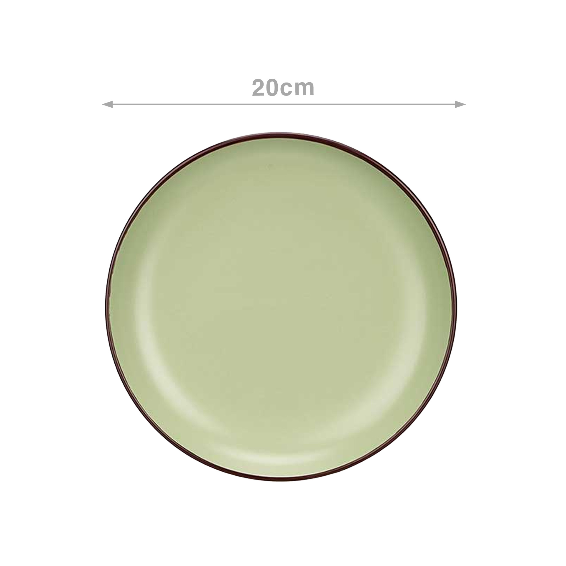 Prato Cerâmica Sobremesa Redondo Verde 20cm Pack 6