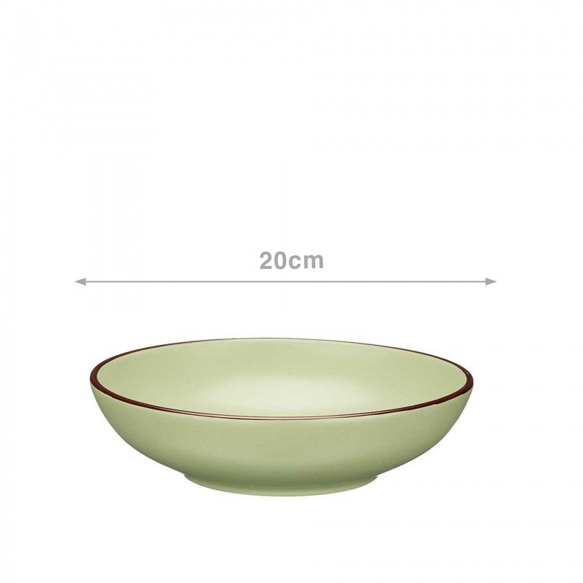 Prato Cermica Sopa Redondo Verde 20cm Pack 6