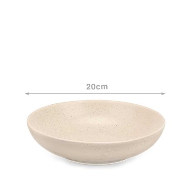 Prato Cerâmica Sopa Redondo Creme 20cm Pack 6