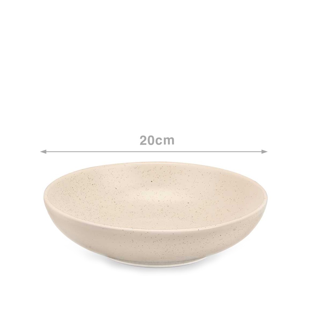 Prato Cerâmica Sopa Redondo Creme 20cm Pack 6