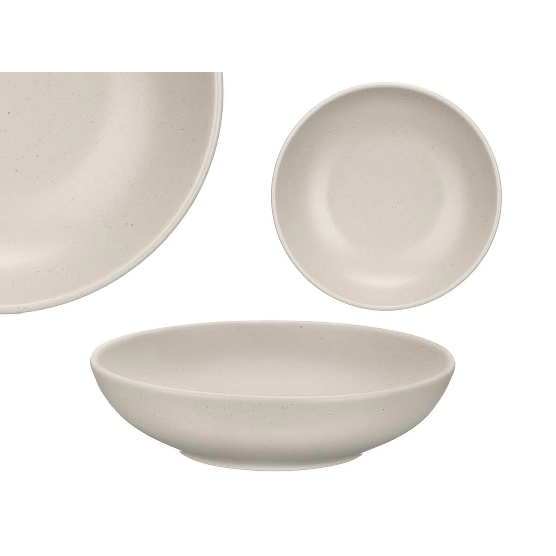 Prato Cerâmica Sopa Redondo Cinzento Claro 20cm Pack 6