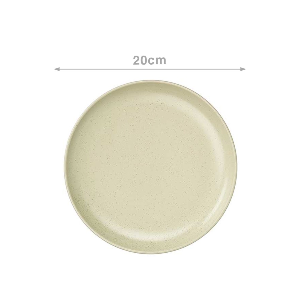 Prato Cerâmica Sobremesa Redondo Verde Claro 20cm Pack 6