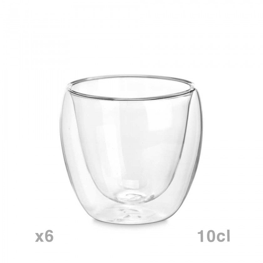 Copo Caf Borossilicato Parede Dupla 100ml Pack 6