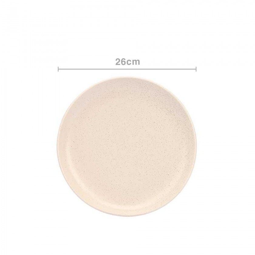 Prato Cermica Raso Redondo Creme 26cm Pack 6