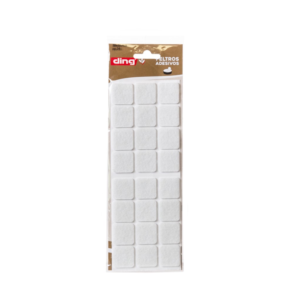 Feltro Adesivo Quadrado 28X28X3mm Pack 24