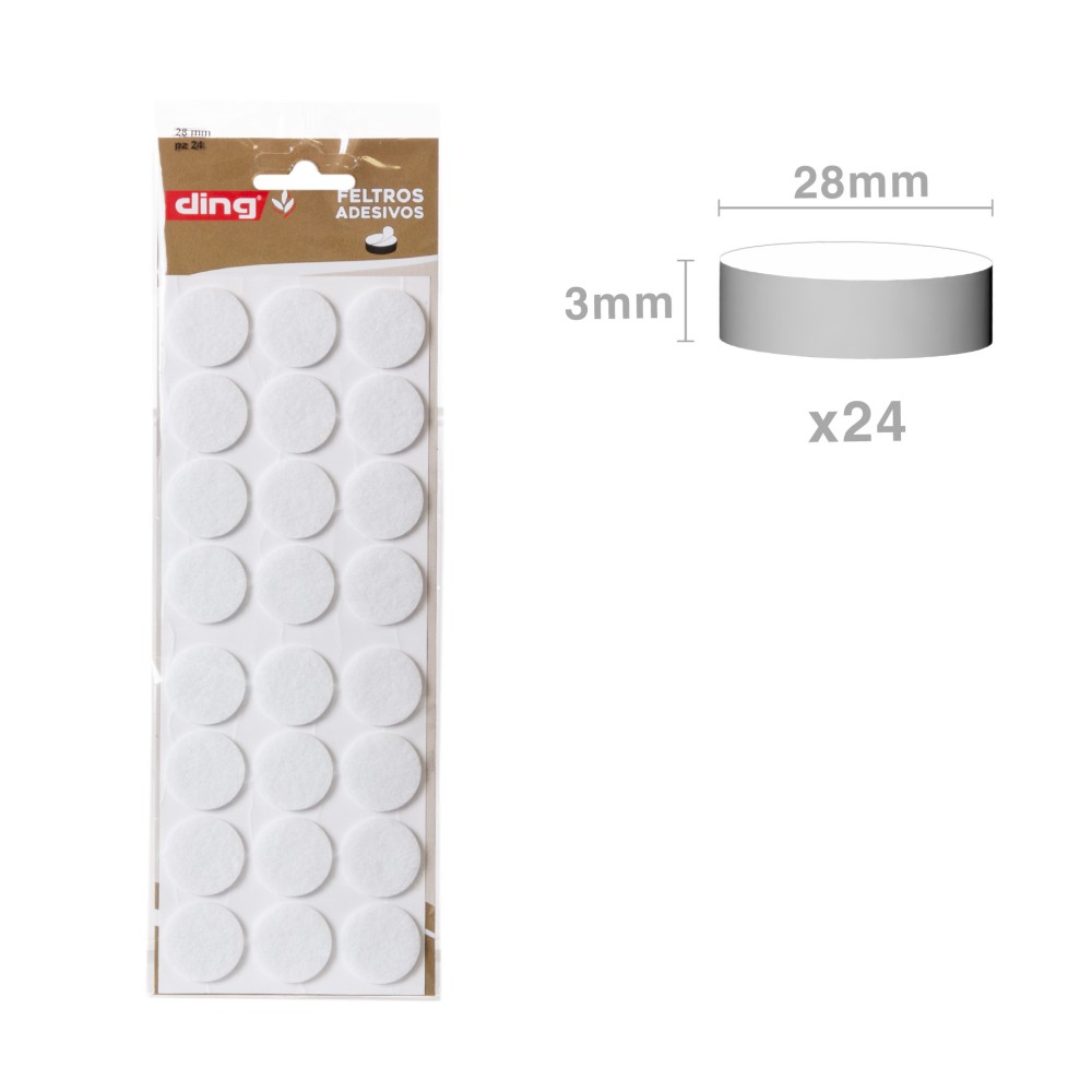 Feltro Adesivo Redondo 28X3mm Pack 24