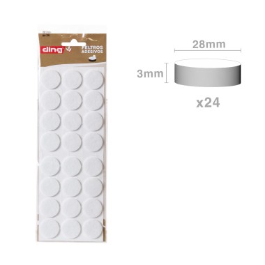 Feltro Adesivo Redondo 28X3mm Pack 24