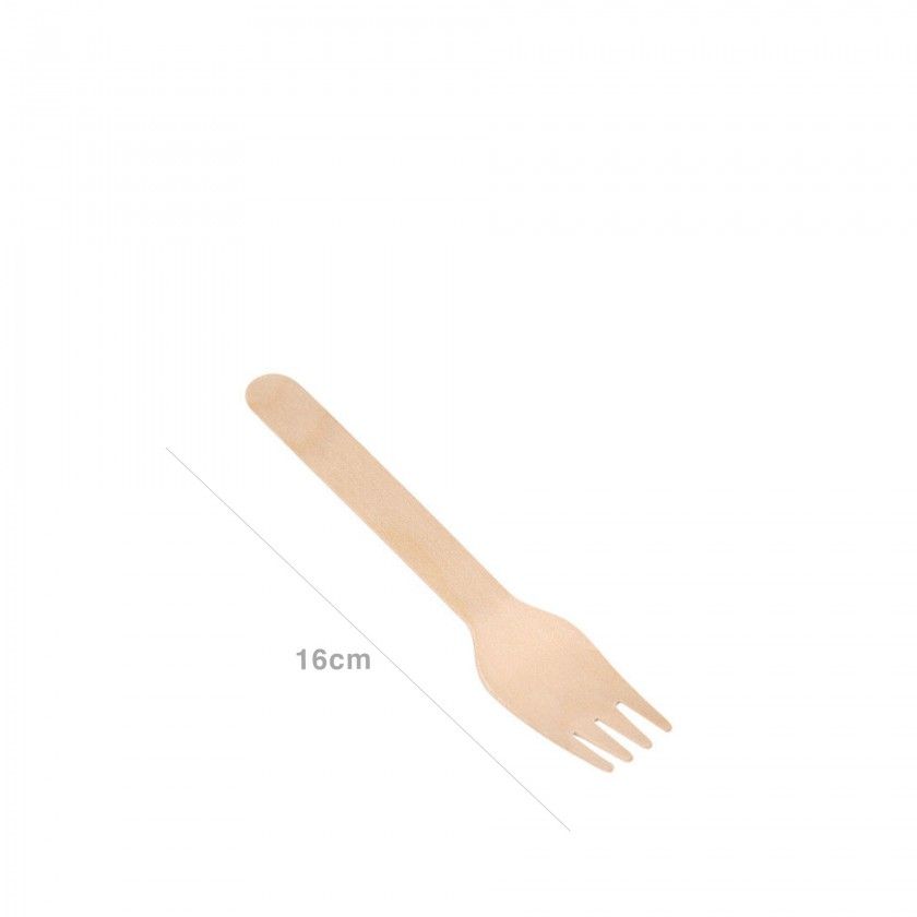 Garfo Madeira Biodegradvel 16cm Pack 12