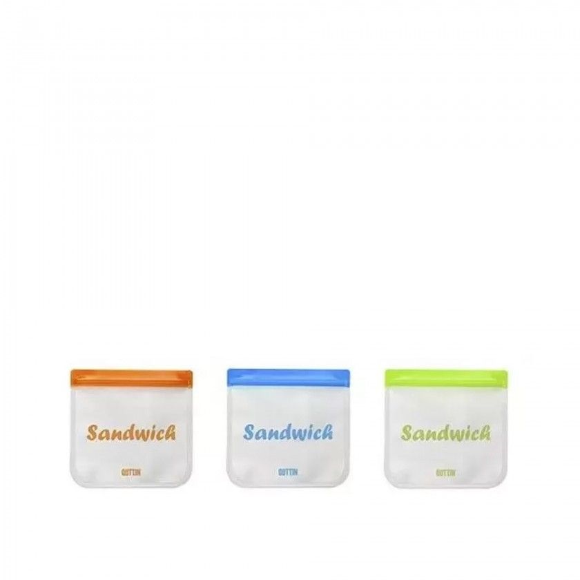 Saco Reutilizável Sandwich 17X17cm Pack 3 Saco Reutilizável Sandwich 17X17cm Pack 3