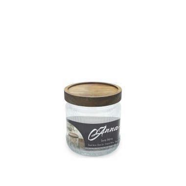 Frasco Hermético Anna com Tampa Madeira 0.450ml 10X12.5cm