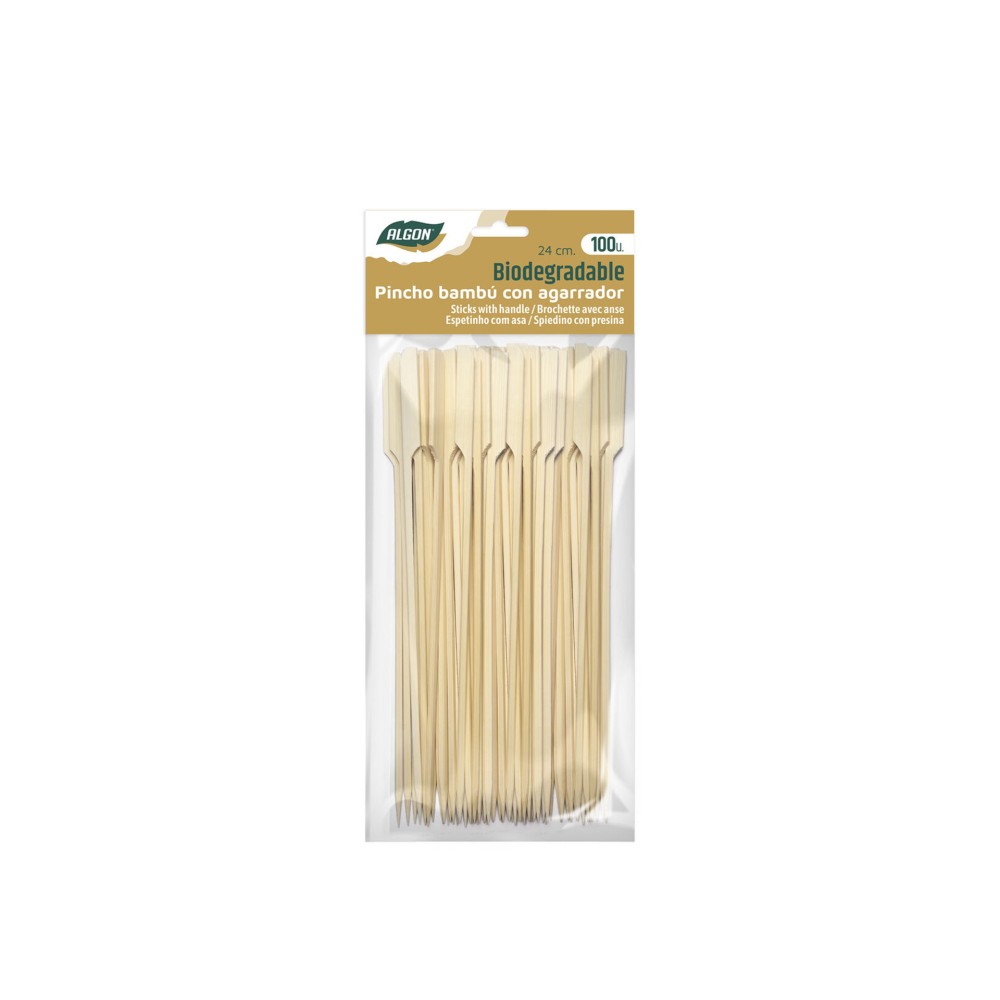 Palito Bambu Biodegrad�vel com Agarrador 24cm Pack 100