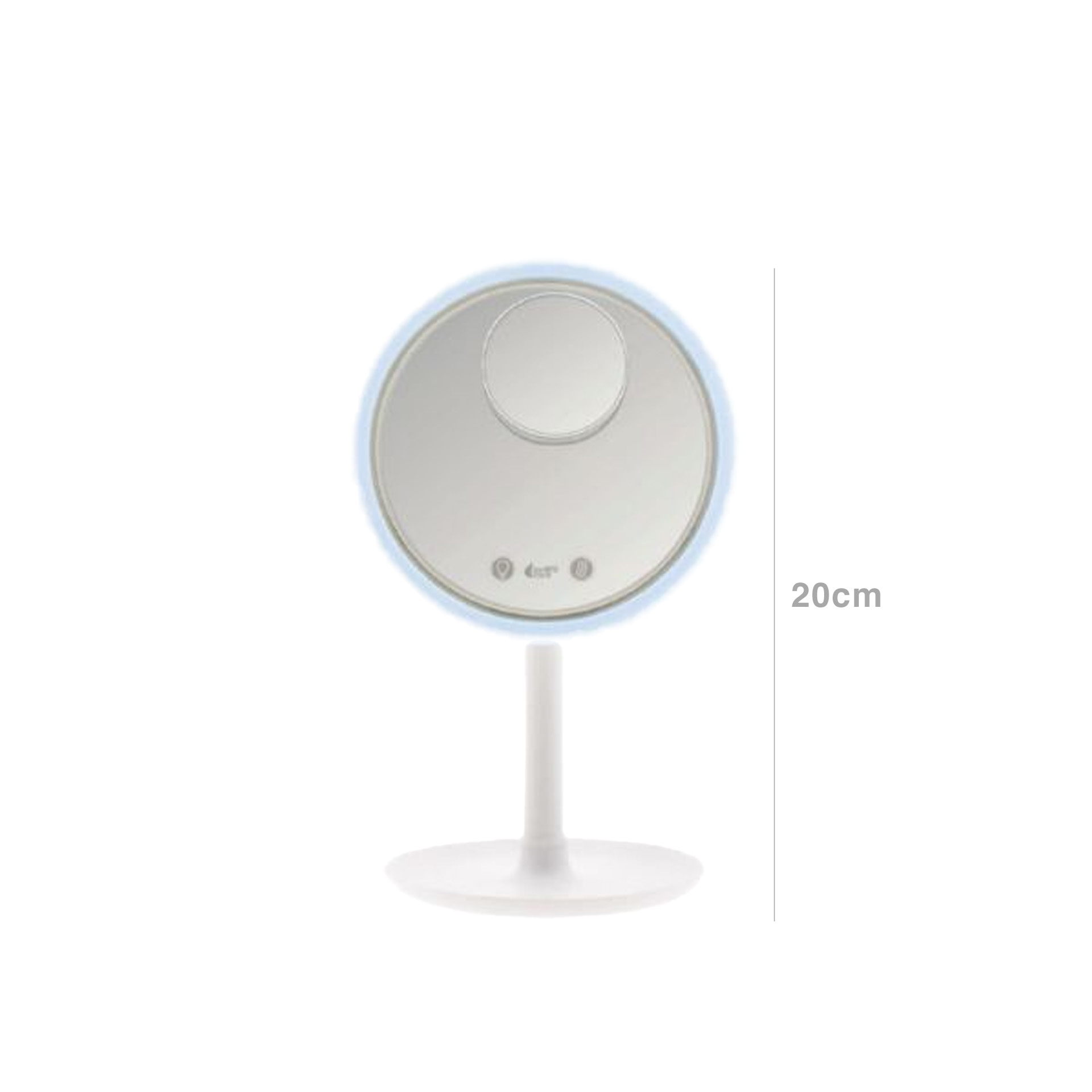 Espelho Led Plástico Redondo Branco 20cm