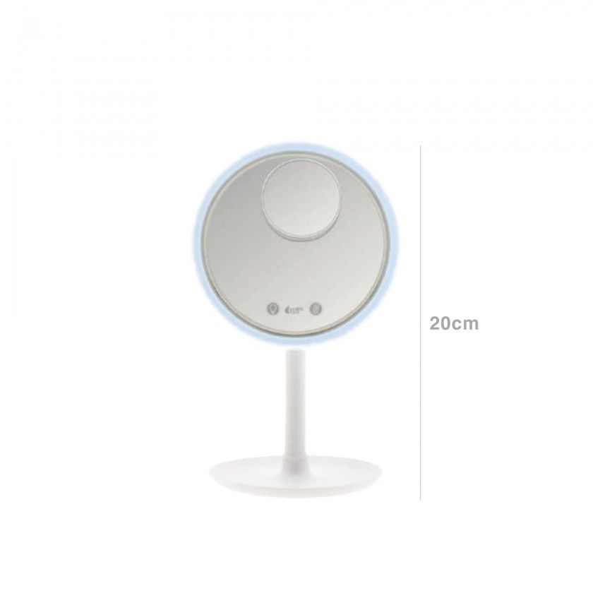 Espelho Led Pl�stico Redondo Branco 20cm