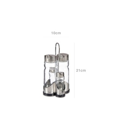 Galheteiro Inox 4 Peças 10X10X21cm