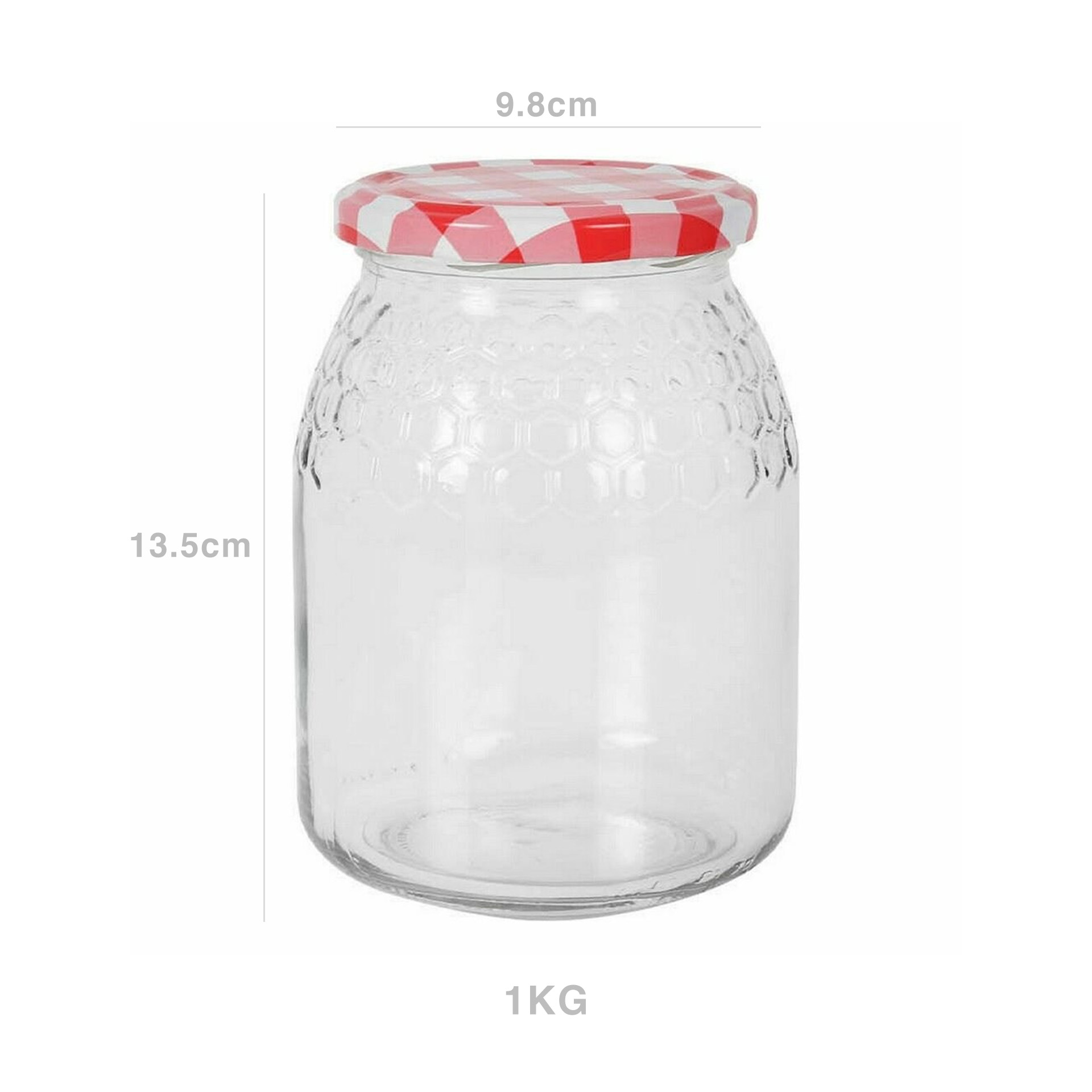 Frasco Hermético com Tampa Rosca Xadrez Mel 1kg 9.8X13.5cm