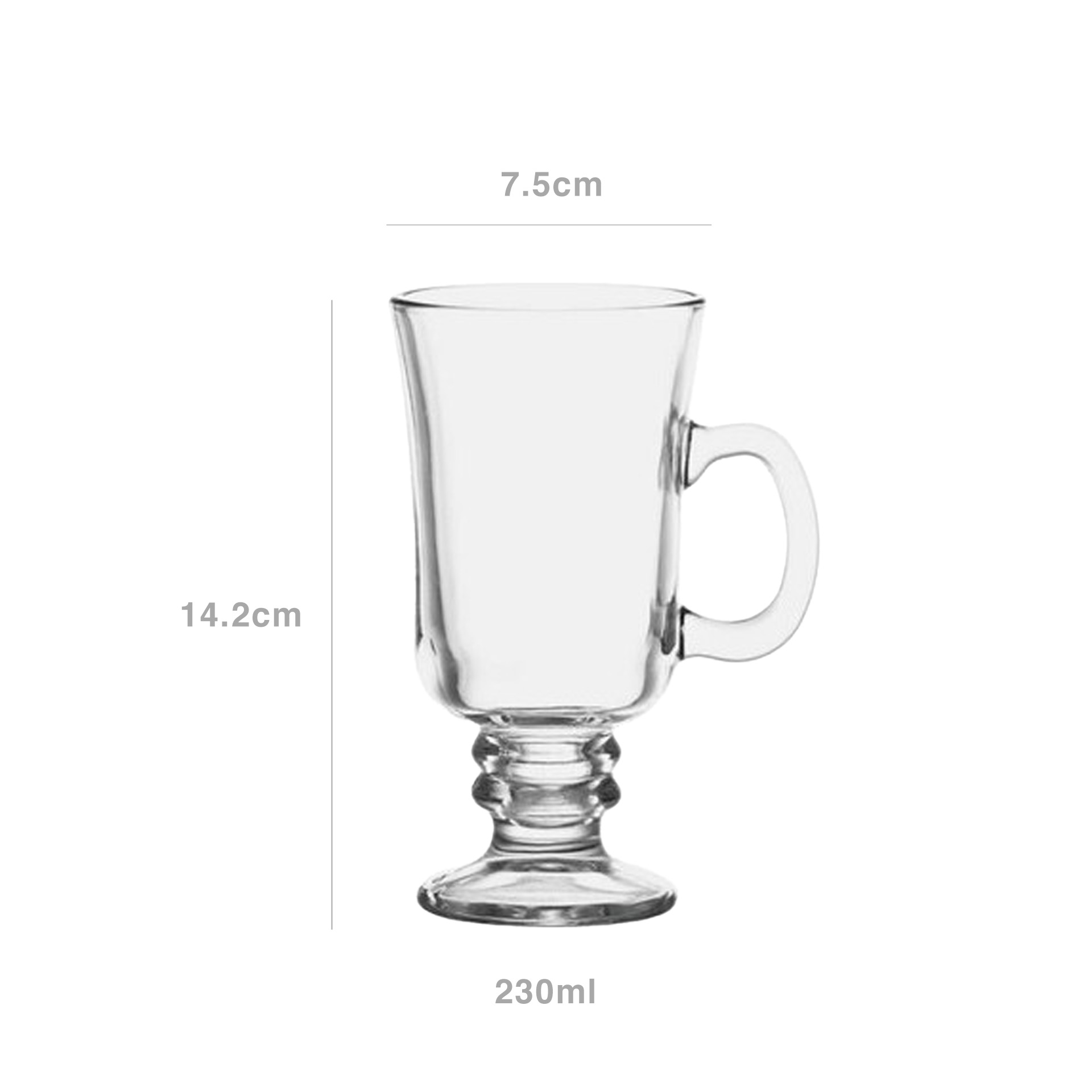Caneca com Pé Vidro 230ml 10X7.5X14.2cm Pack 2