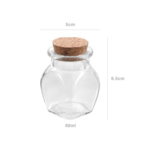 Frasco Vidro Tampa Cortiça Redondo 60ml 5X6.5cm - Image product