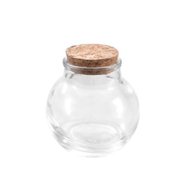 Frasco Vidro Tampa Cortiça Redondo 85ml 6.6X7.3cm