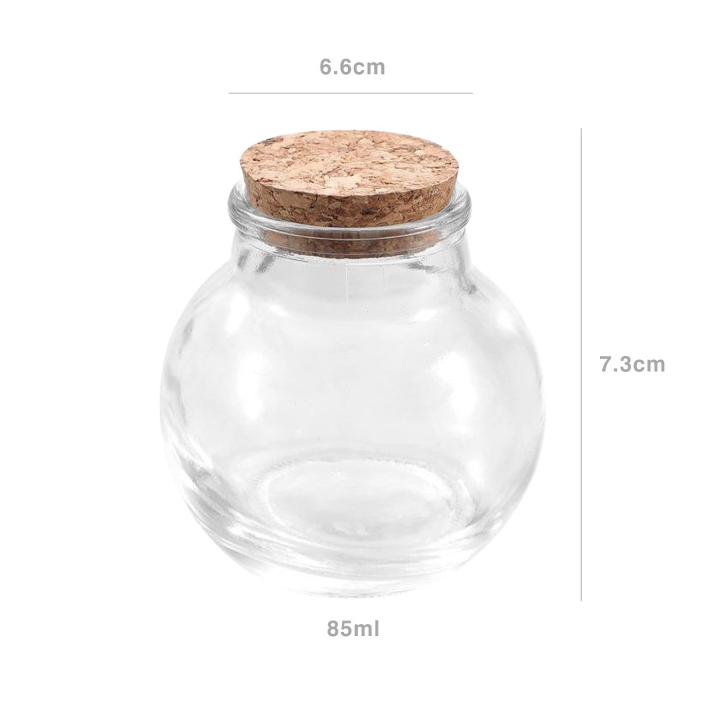 Frasco Vidro Tampa Cortiça Redondo 85ml 6.6X7.3cm