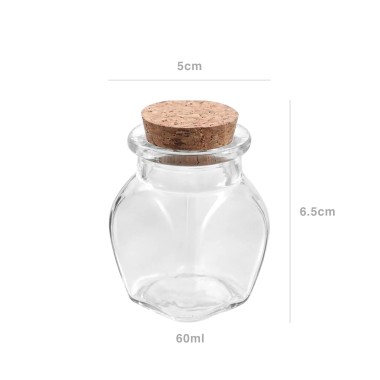 Frasco Vidro Tampa Cortiça Redondo 60ml 5X6.5cm