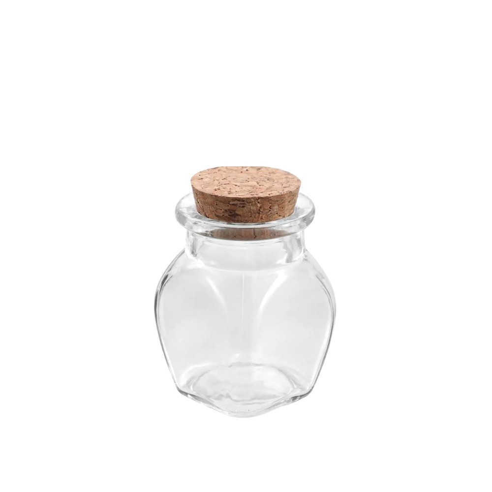 Frasco Vidro Tampa Cortiça Redondo 60ml 5X6.5cm