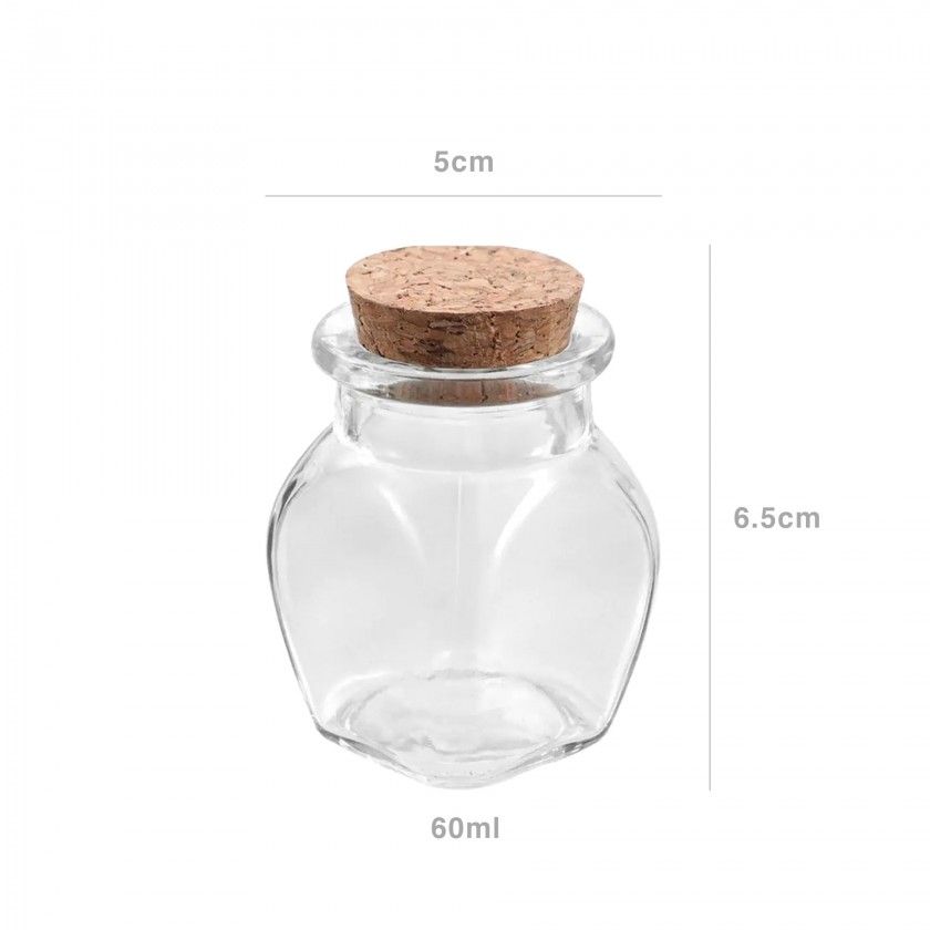 Frasco Vidro Tampa Cortiça Redondo 60ml 5X6.5cm Frasco Vidro Tampa Cortiça Redondo 60ml 5X6.5cm