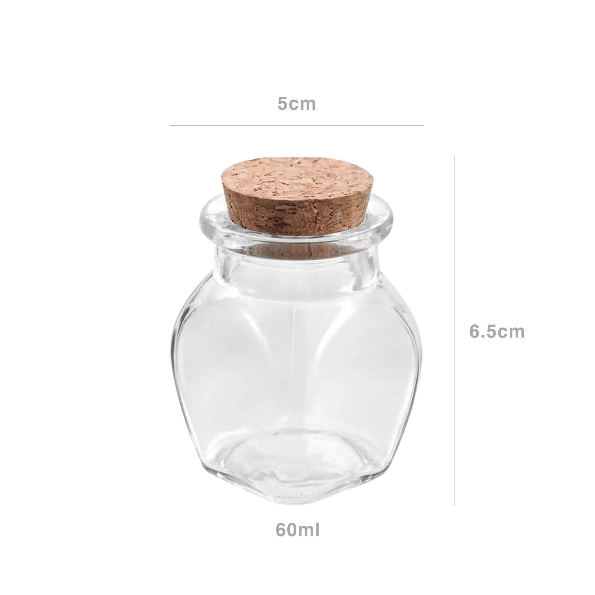 Frasco Vidro Tampa Cortiça Redondo 60ml 5X6.5cm