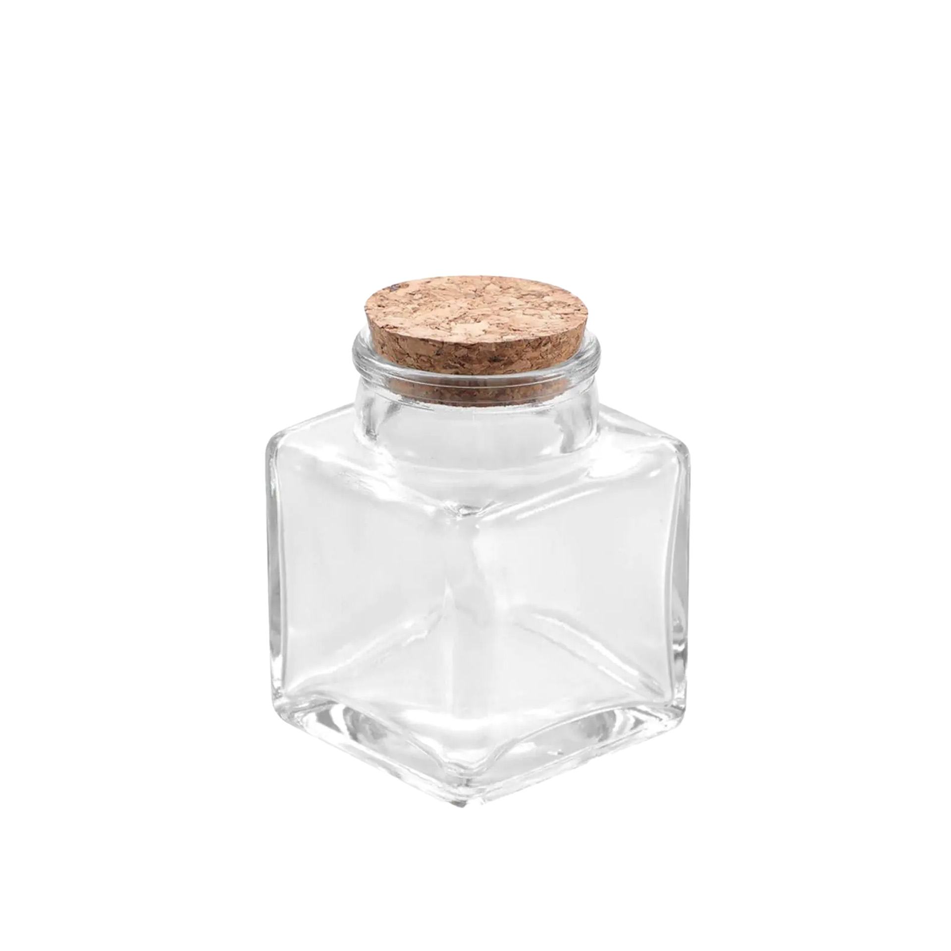 Frasco Vidro Tampa Cortiça Quadrado 80ml 6X6X8cm