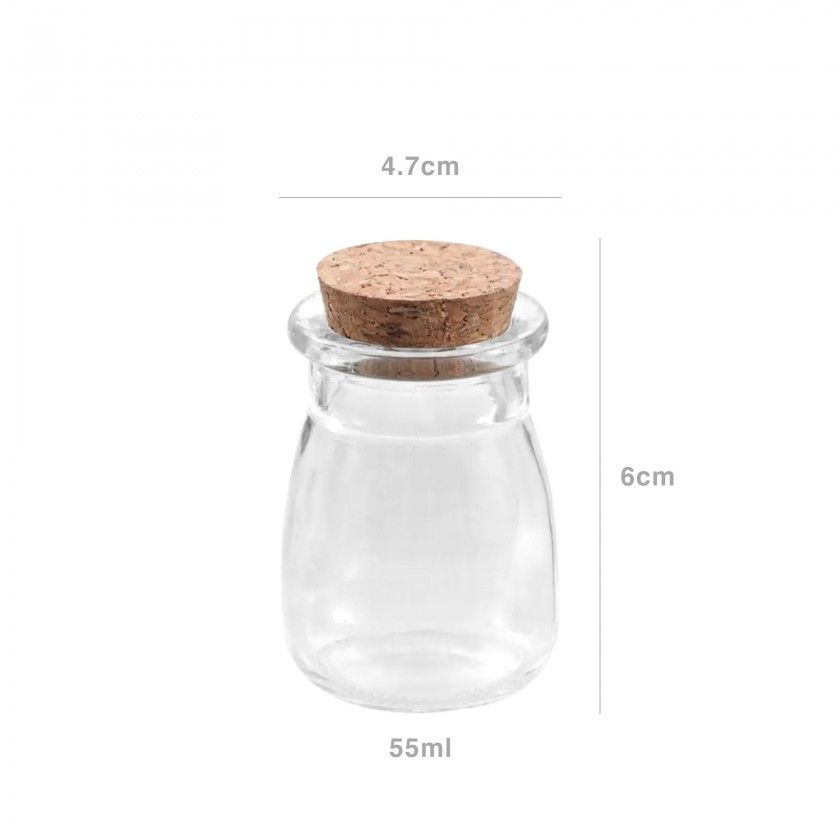Frasco Vidro Tampa Cortiça Redondo 55ml 4.7X6cm Frasco Vidro Tampa Cortiça Redondo 55ml 4.7X6cm