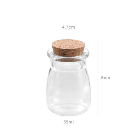 Frasco Vidro Tampa Cortiça Redondo 55ml 4.7X6cm - Image product